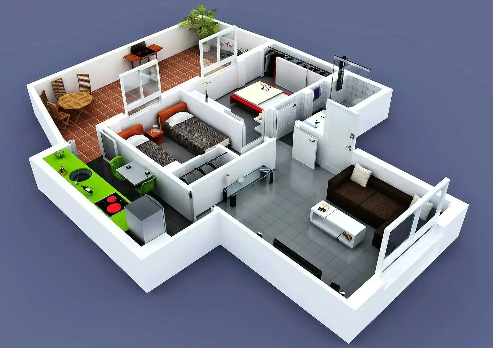 3D house model being designed in architectural rendering software interface