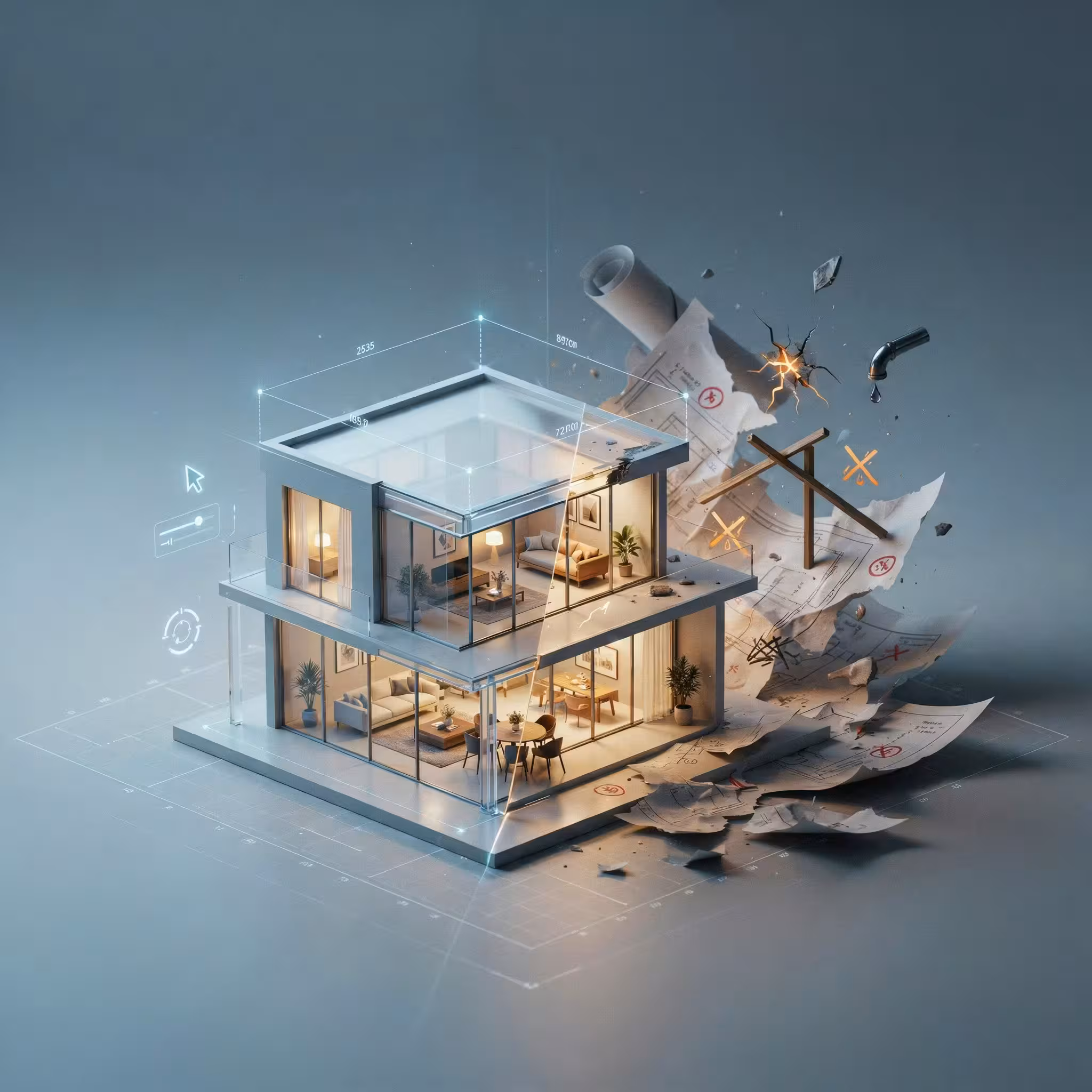 : Small 3D architectural house render alongside a Maryland contact request form.
