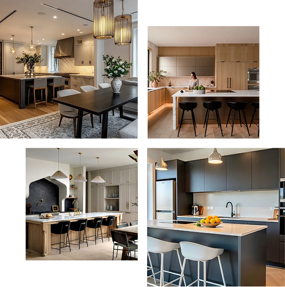 Modern kitchen renovation planning with space layout and lighting design