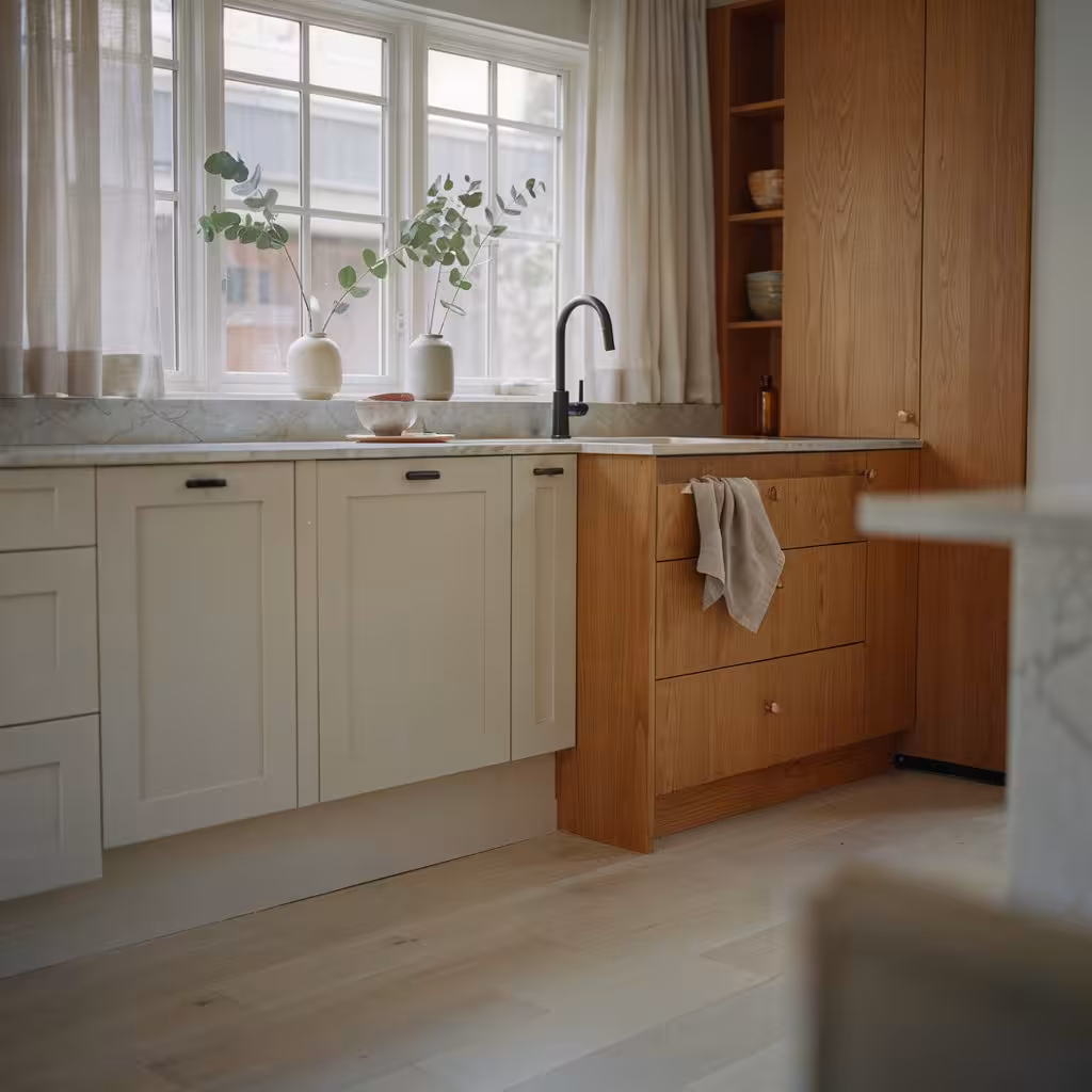 Shaker vs slab cabinets in a modern kitchen
