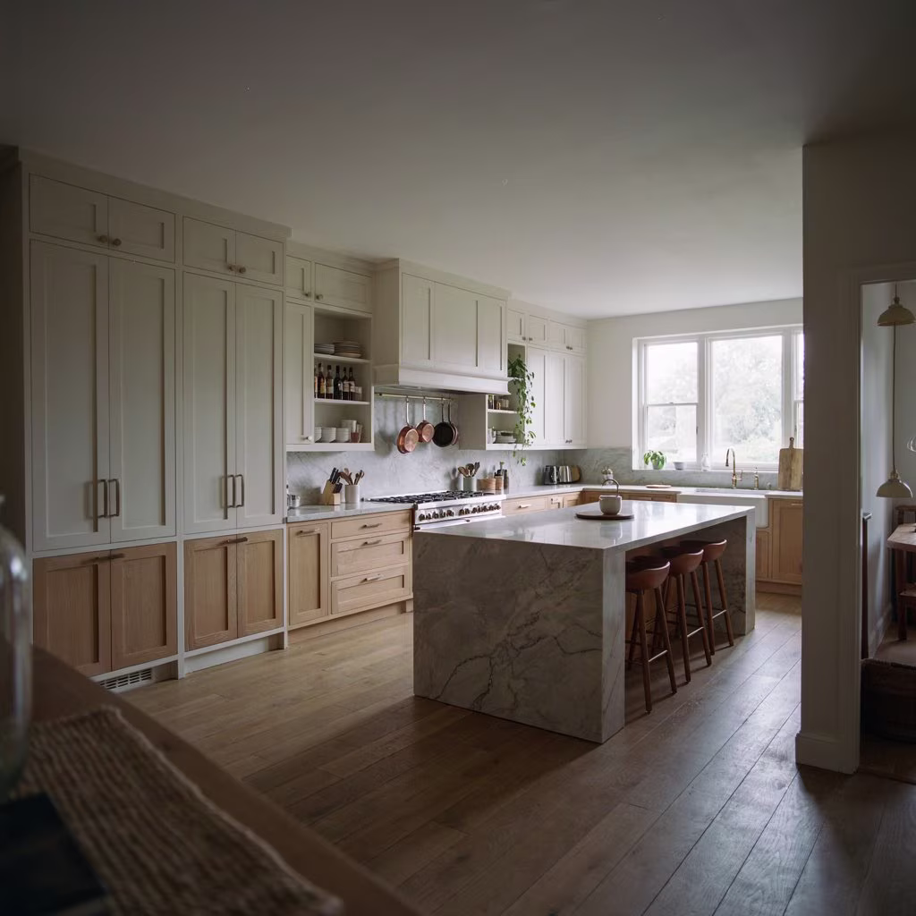 Semi-custom cabinets in a modern kitchen with premium finishes