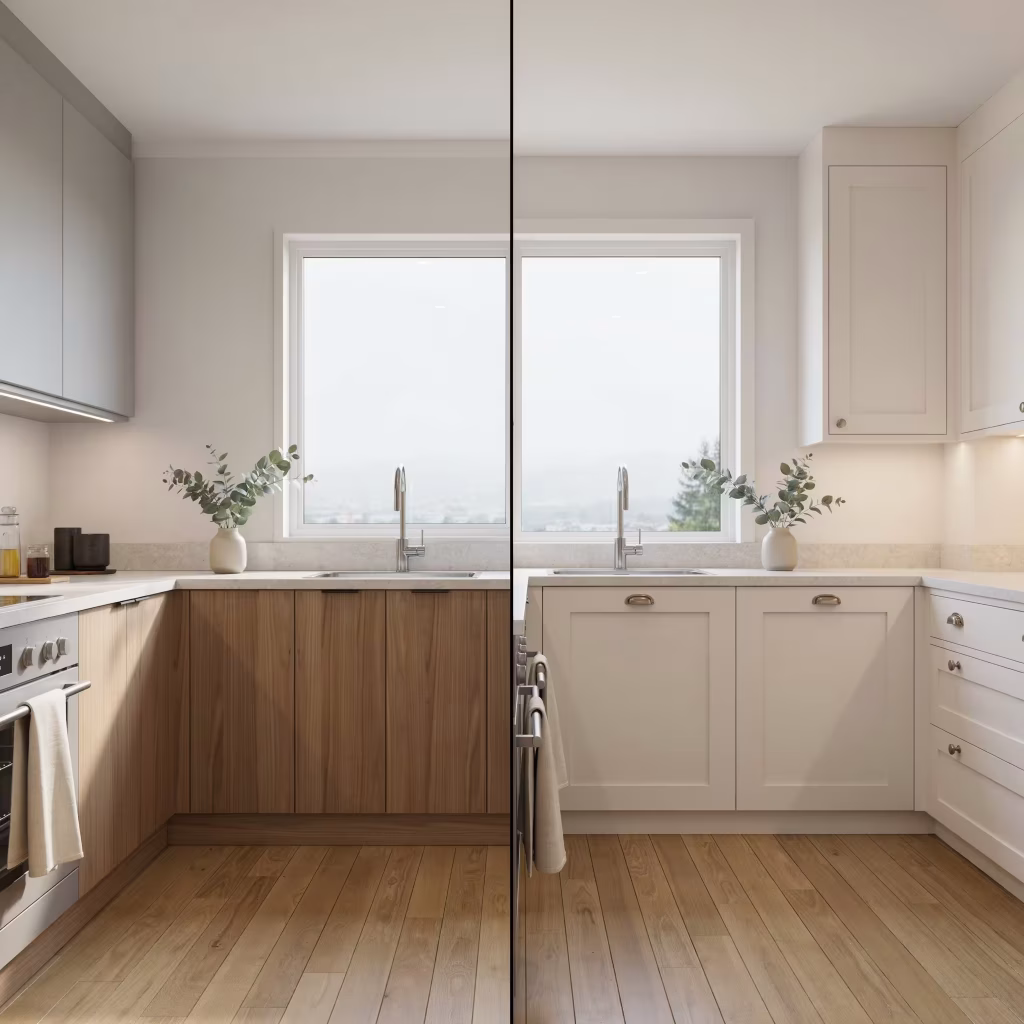 European frameless cabinets compared with American framed cabinets