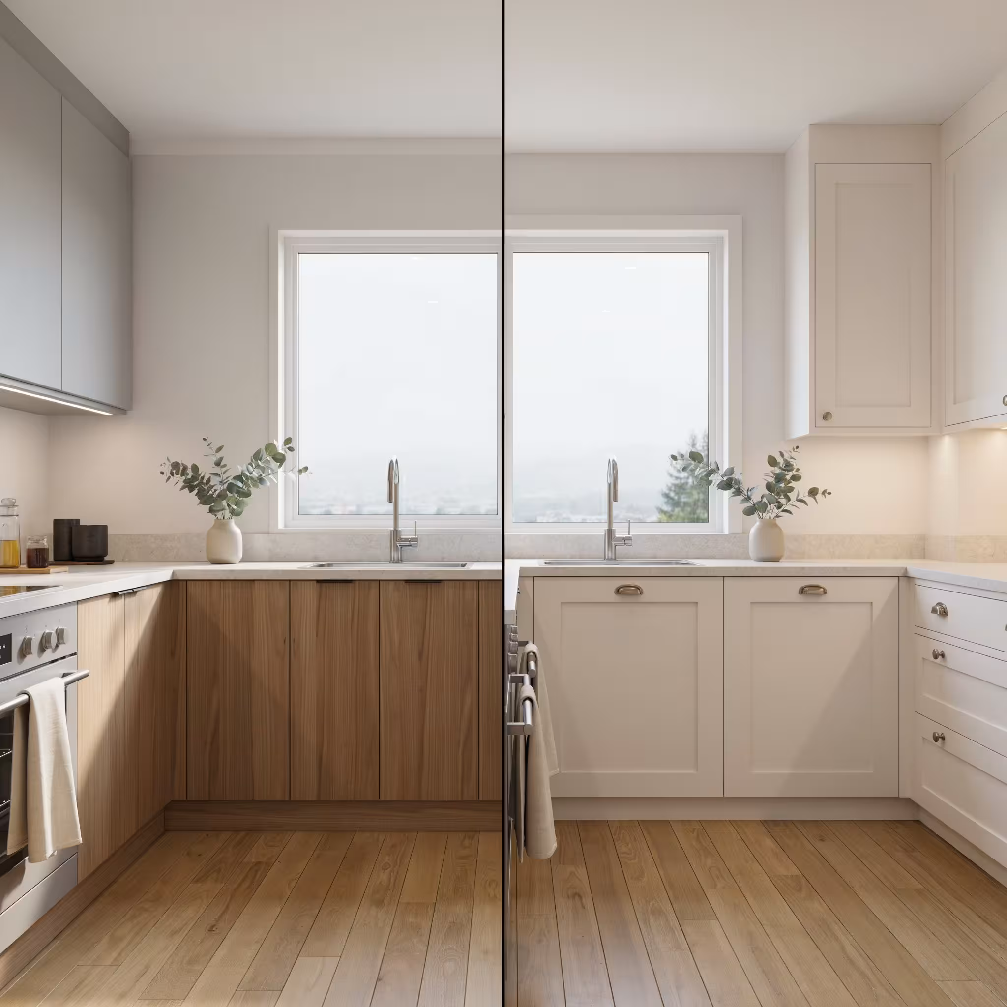 European frameless cabinets compared with American framed cabinets